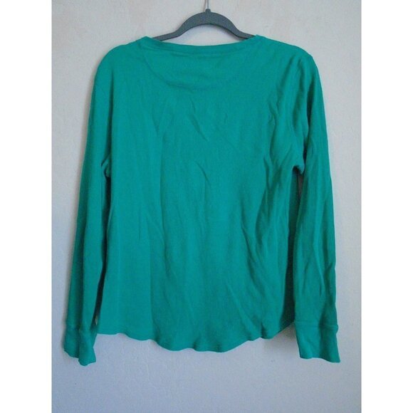 American Living Green XL Waffle Button Henley Shirt Women - Picture 7 of 10
